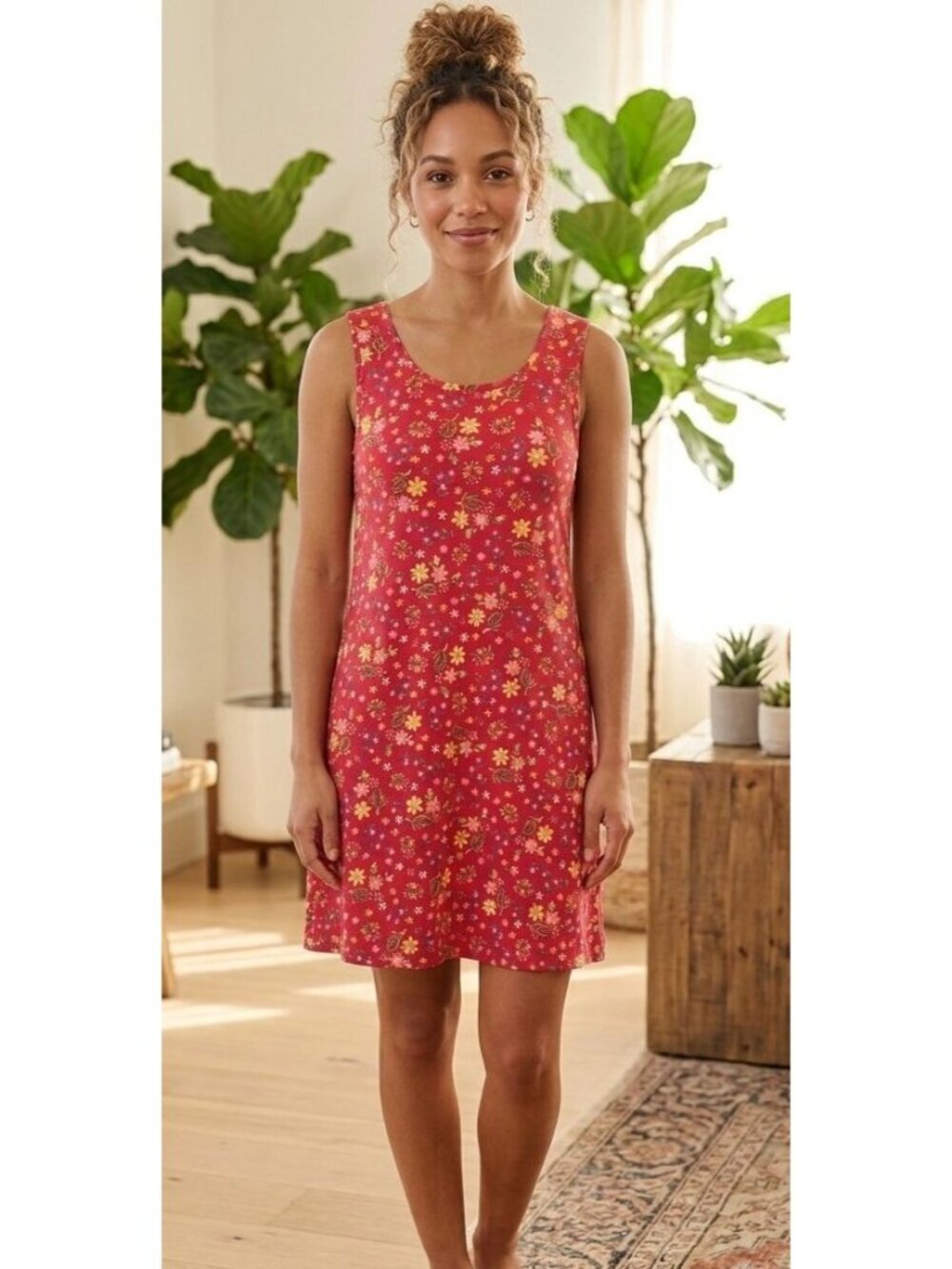 Women's - Hanna Andersson Red Floral Sleeveless Dress, Size XS